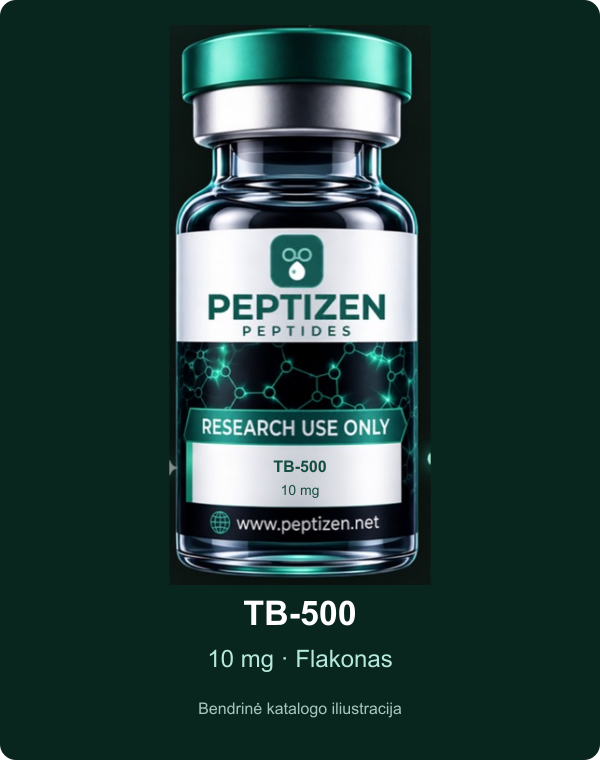 TB-500 – 10 mg, flakonas; bendrinė katalogo iliustracija, ne konkrečios partijos nuotrauka