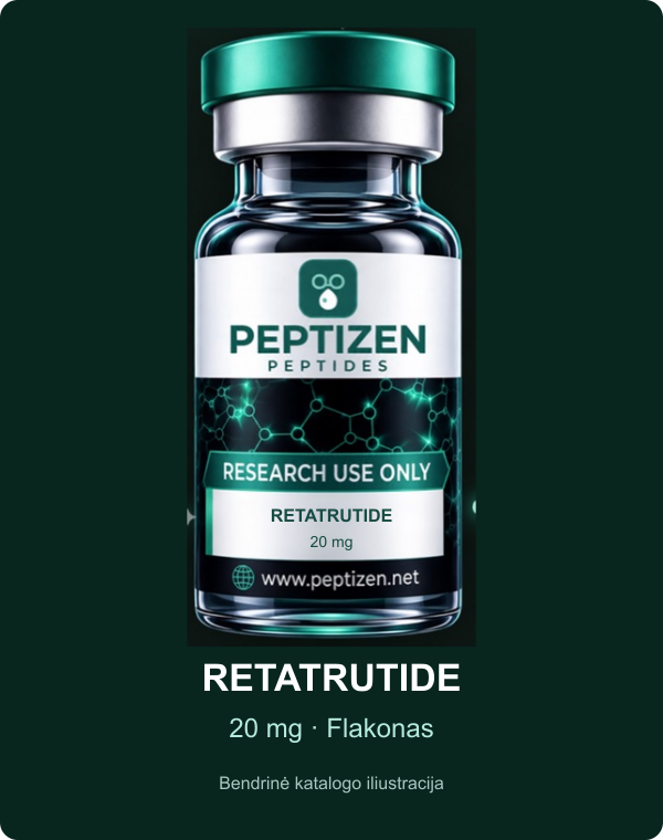 RETATRUTIDE – 20 mg, flakonas; bendrinė katalogo iliustracija, ne konkrečios partijos nuotrauka