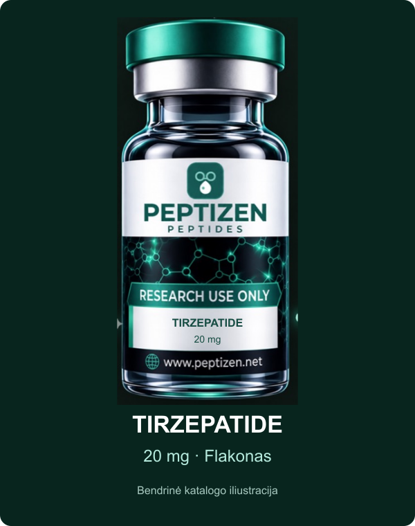 TIRZEPATIDE – 20 mg, flakonas; bendrinė katalogo iliustracija, ne konkrečios partijos nuotrauka